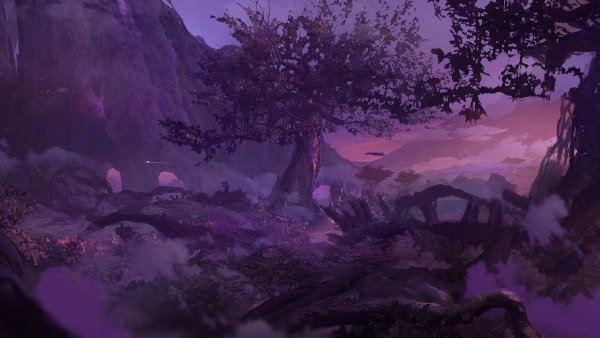 Фиолетовый пейзаж арт
