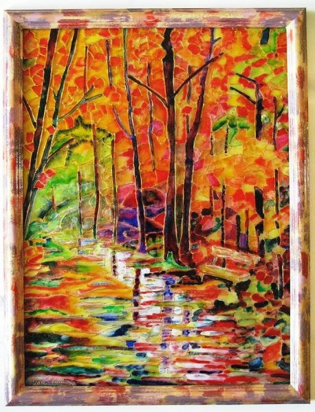 Лес восковыми мелками