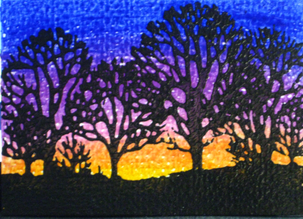 Пейзаж фломастерами и карандашами