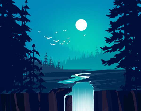 Ночной пейзаж вектор
