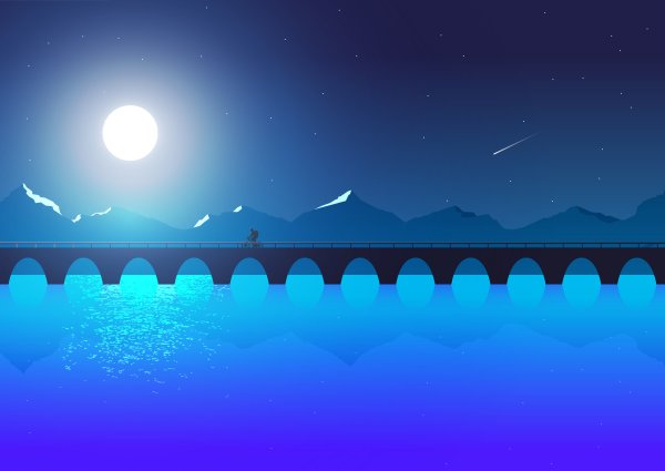 Ночной пейзаж вектор