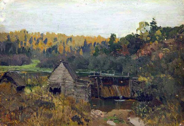 Исаак Левитан, «осенний пейзаж с Церковью». 1893 -1895