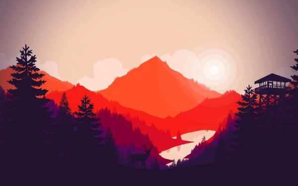 Firewatch лес река горы