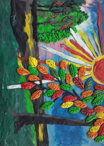 Картина из пластилина осень