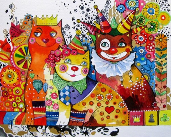 Оксана Заика коты новогодние