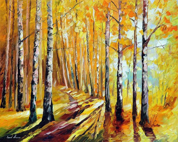 Живопись осень мастихином