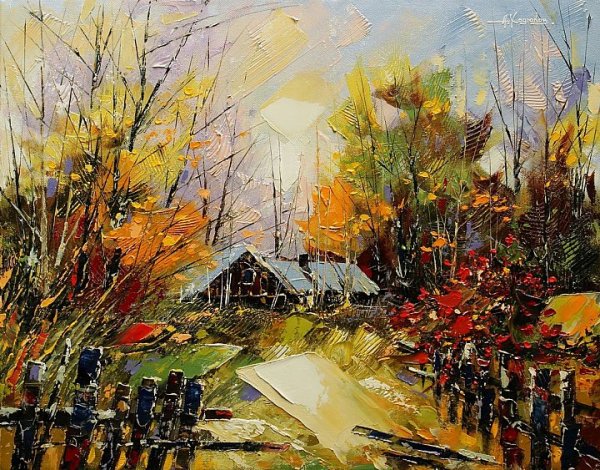 Картины мастихином пейзаж Ходюков