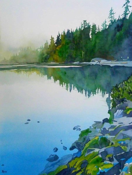 Живопись горный пейзаж акрил Алтай