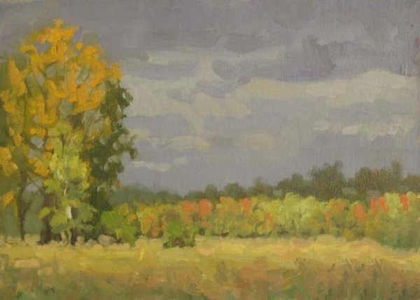 Хмурая осень живопись