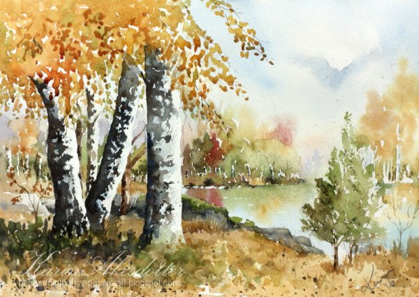 Осенний Этюд акварелью