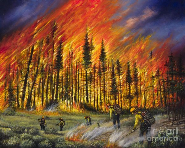 Картина лес в огне