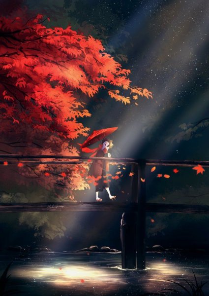 Осенний пейзаж аниме