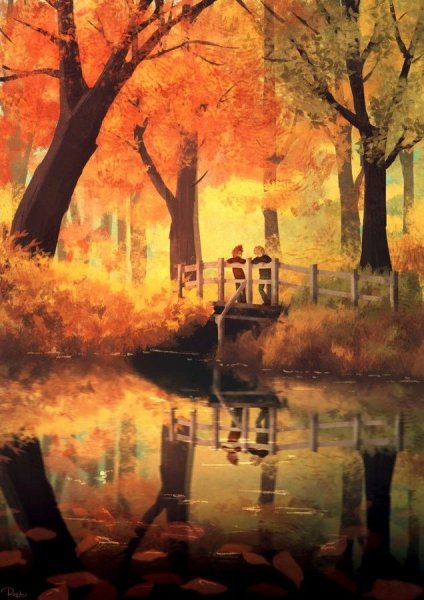 Осенний пейзаж аниме