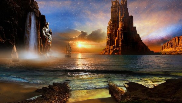 Геншин концепт арт ландшафт