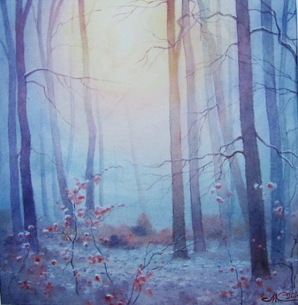 Пейзаж живопись в холодных тонах