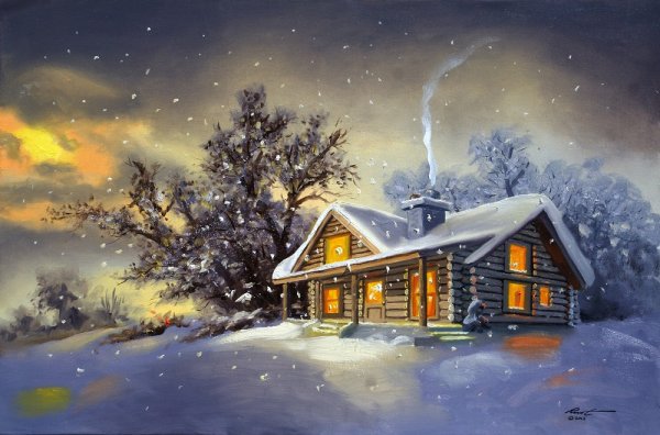 Сказочная изба зимой