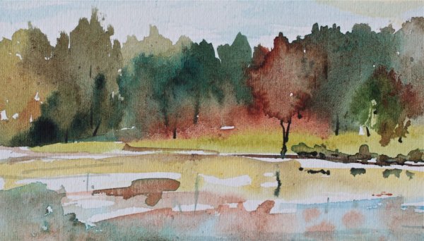 Живопись пятнами пейзаж