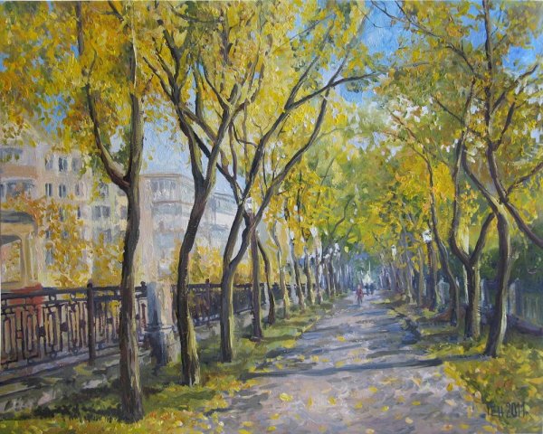 Городской пейзаж с мостиком