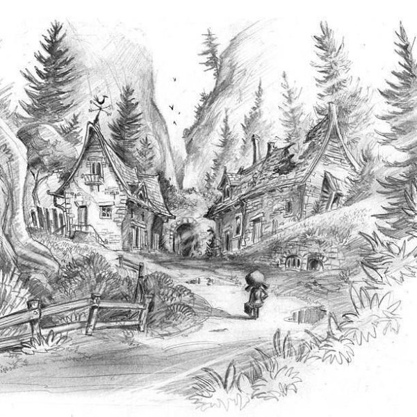 Новогодний пейзаж набросок