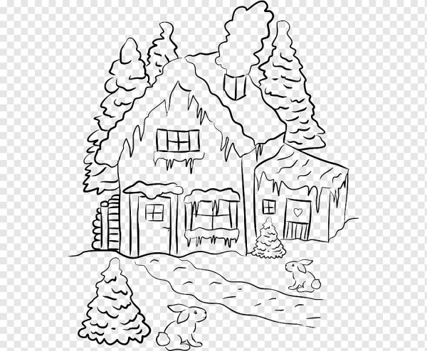 Зимний домик из Простоквашино раскраска