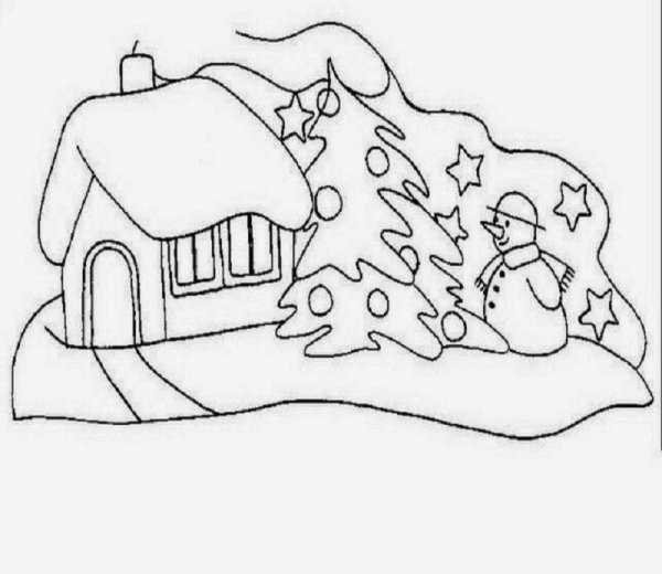 Снежный домик для раскрашивания