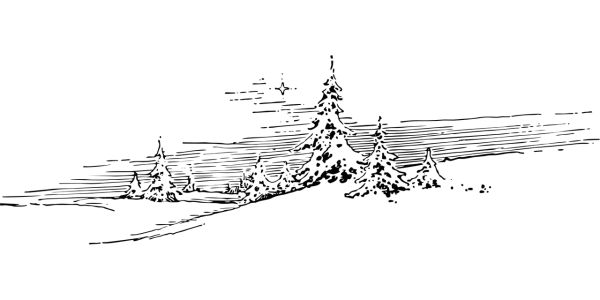 Новогодний пейзаж в графике