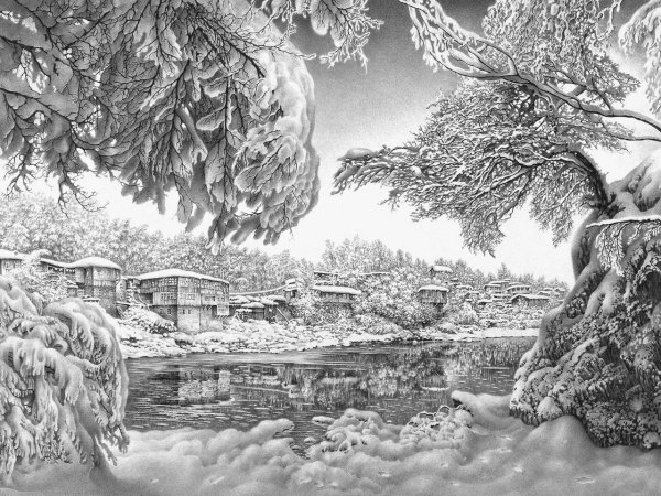 Пейзаж рисунок карандашом