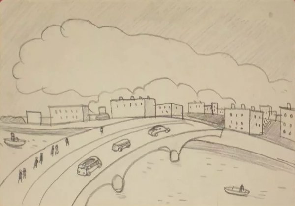 Город рисунок карандашом