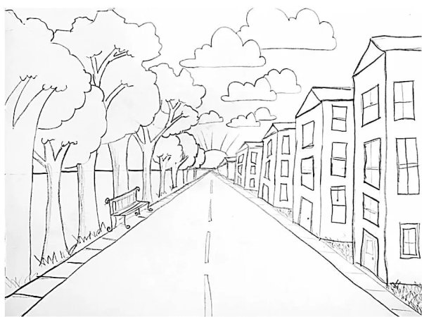 Городской пейзаж карандашом