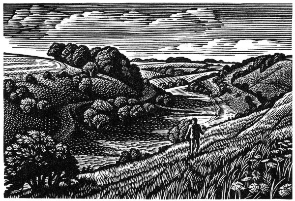 Линогравюра пейзаж Чанышева