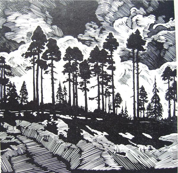 Линогравюра горы