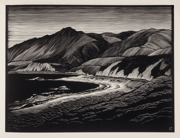 Линогравюра пейзаж легкий