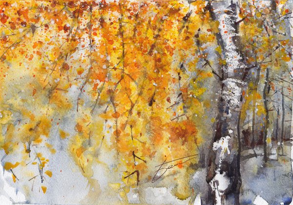 Осень акварельными красками