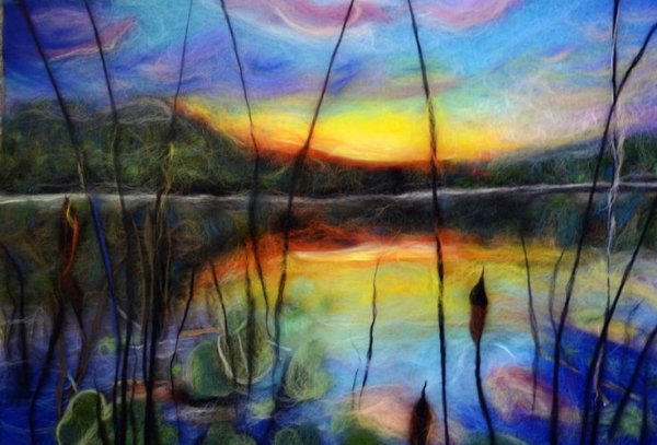 Абстрактная живопись шерстью