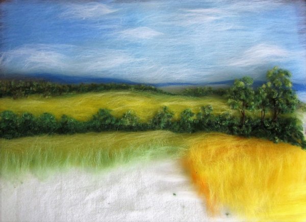 Шерстяная акварель горы