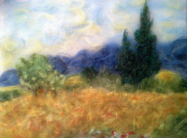 Живопись шерстью пейзаж