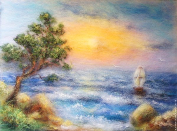 Шерстяная акварель море