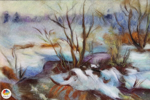 Картины из шерсти Весна