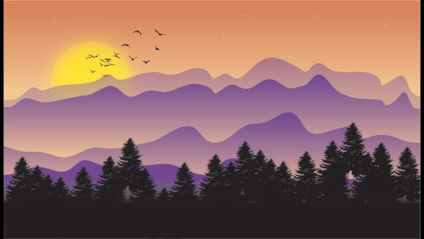 Пейзаж в coreldraw