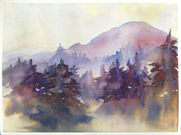 Акварель лессировка техника пейзажи