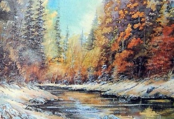 Горы акварелью лессировка