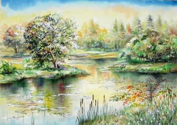 Акварель пейзаж Лидия Дорн