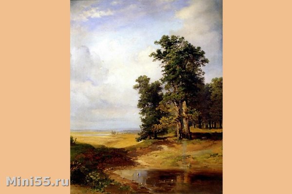 «Пейзаж с дубами и пастушком» (1860) Саврасов