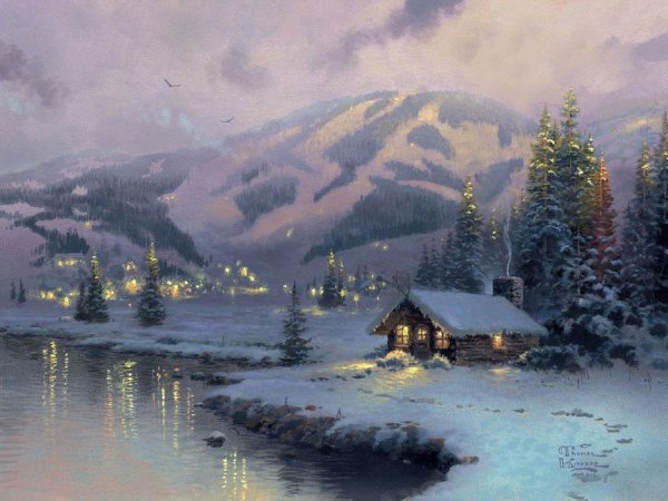 Томас Кинкаде зимний пейзаж
