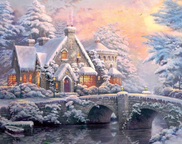 Томас Кинкаде зимний пейзаж