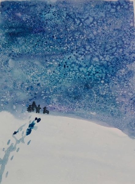 Рисование акварелью и солью