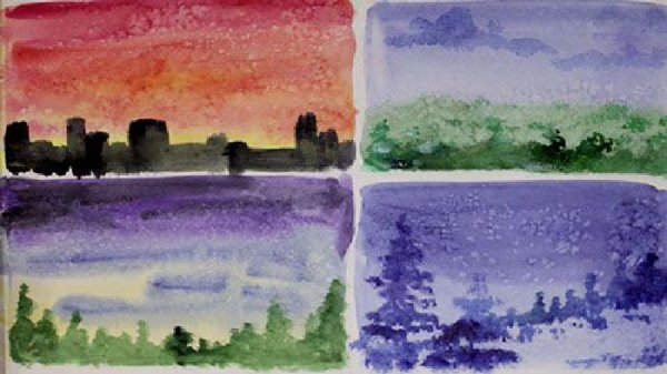 Акварель и соль море