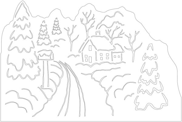 Вытынанки новогодний пейзаж