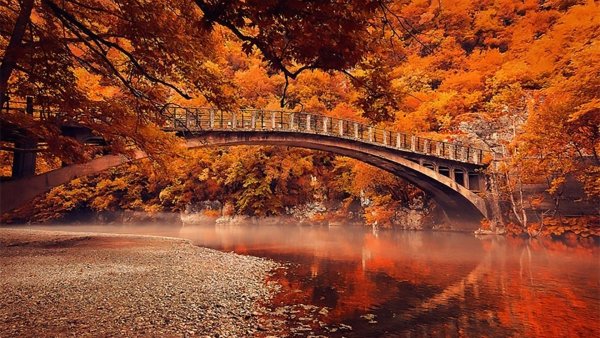 Осень мост река