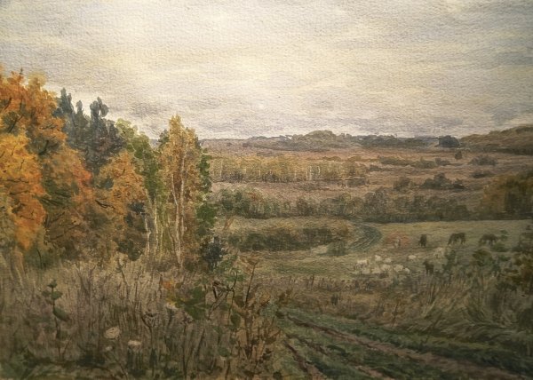 Сергей Андрияка осенний пейзаж акварелью